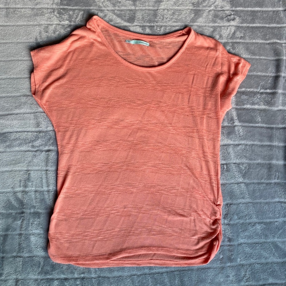 Maurices Side Ruched Salmon Shirt, Size L